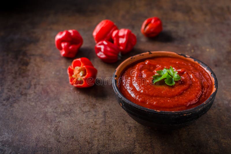 Hot Sauce from Chilli Peppers Stock Photo Image of rustic, homemade