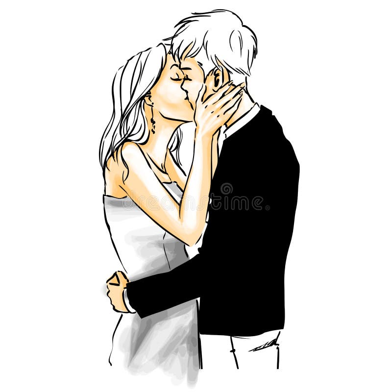 Hot Sensual Kiss, Vector Drawing Stock Vector - Illustration of sexuality,  cartoon: 81912479