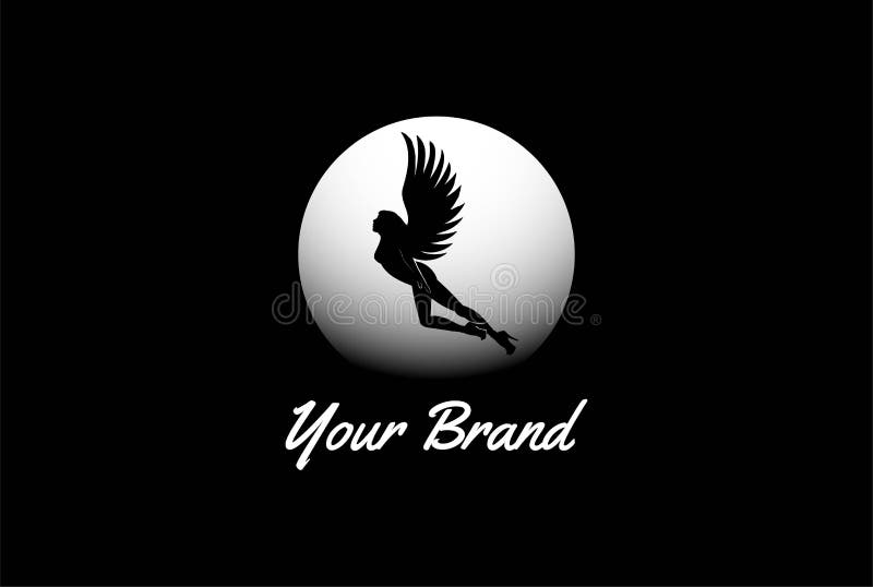 Hot Sexy Flying Angel Woman Girl Lady Female Logo Design Vector