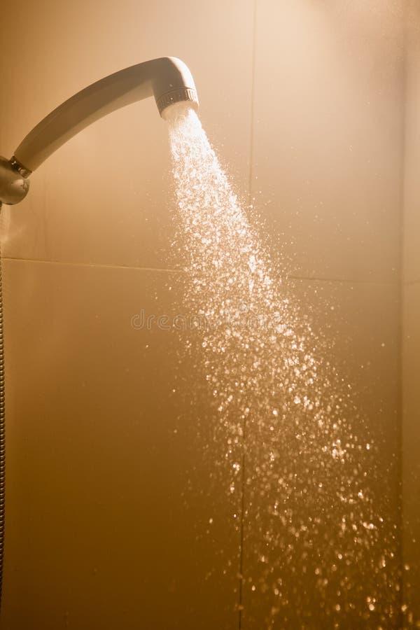Hot Shower with Flowing Water Stock Image Image of background