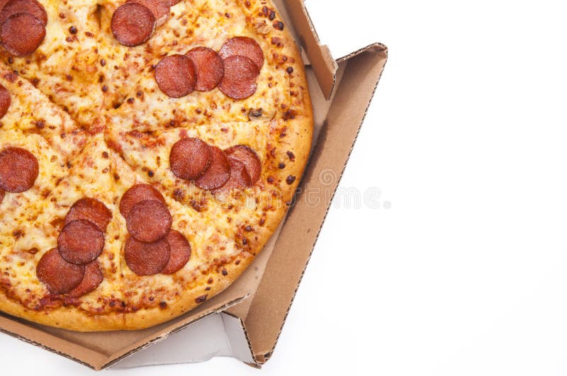 Hot Sliced Pepperoni Pizza in Delivery Box Stock Photo Image of food
