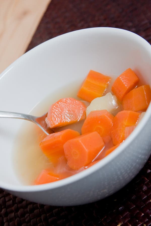 Hot soup in white bowl stock photo. Image of dinner, garlic 7596484