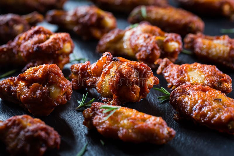 Hot And Spicy Chicken Wings On Dark Background Stock Image Everypixel