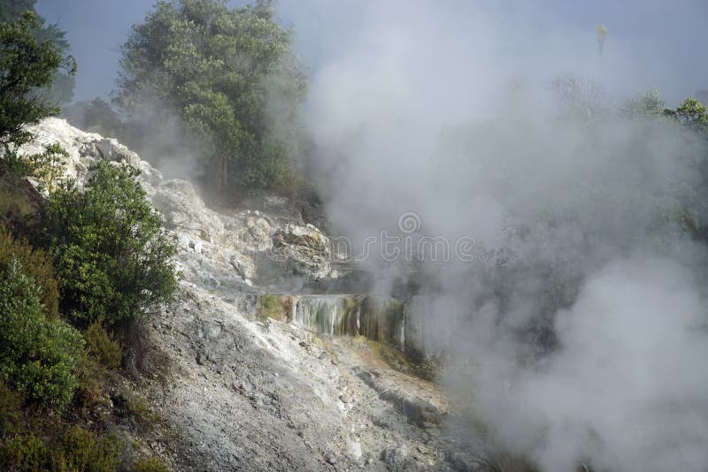 Hot Steam Over River In Furnas Stock Image Image Of Overgrown