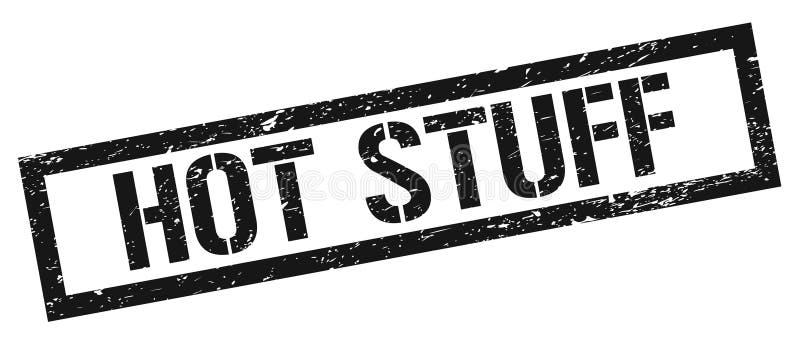 HOT STUFF Black Grungy Rectangle Stamp Stock Illustration