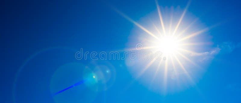 Glowing Sun on Clear Blue Sky Stock - Image of nature, 122903189