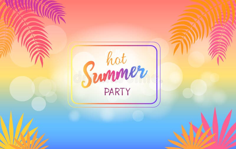 Hot Summer Party Background with Palm Trees