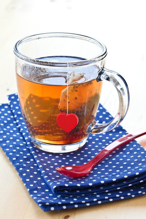 Hot tea in a glass mug stock image. Image of spoon, beverage 36065047