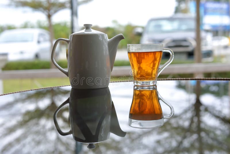Hot Tea Healthy Drink Put on Table in the Morning Stock Photo Image
