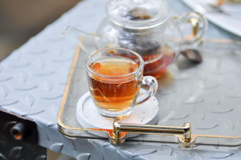 Hot Tea ,kettle and Tea Cup or Chinese Tea or English Tea Stock Photo