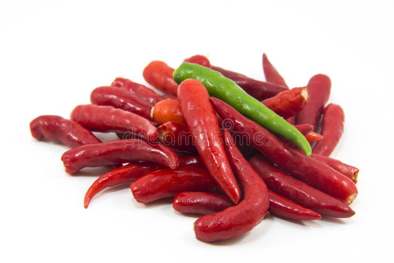 Hot Thai Chilli Peppers on White Background Stock Photo Image of