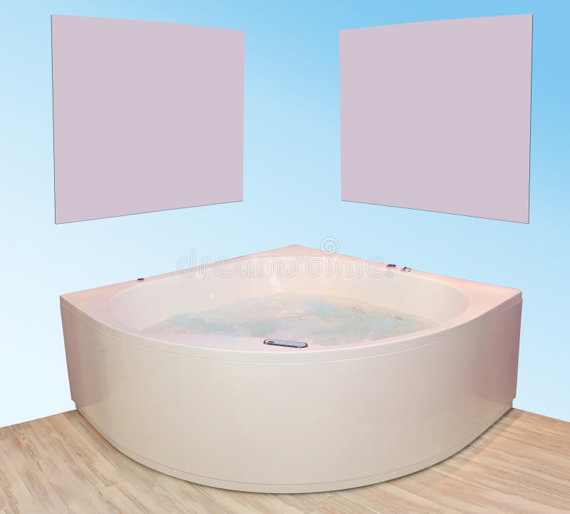 Hot tub in bathroom corner stock image. Image of bathroom - 165222505