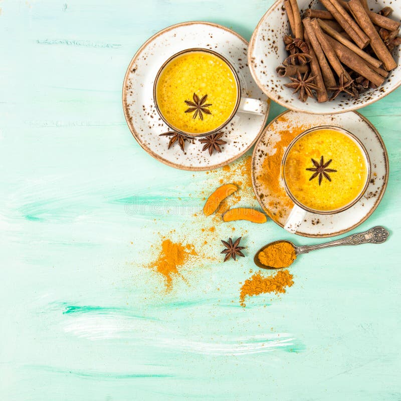 Hot Turmeric Curcuma Milk Drink Spices Stock Image Image of powder