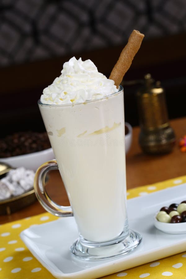Hot white chocolate decorated with whipped cream royalty free stock photos Hot white chocolate decorated with whipped cream royalty free stock photos