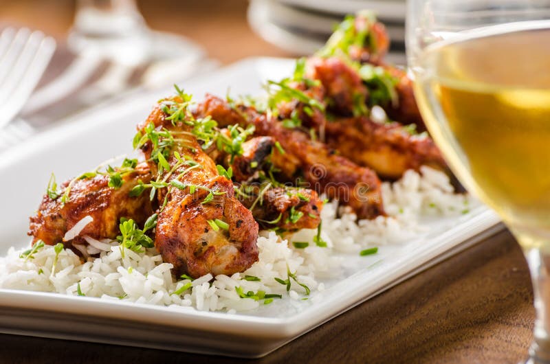 Hot Wings with Basmati Rice Stock Photo Image of plate, cuisine 65789938
