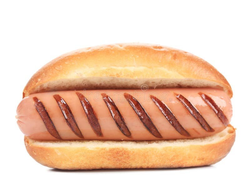 Hotdog com rolo de salsicha grelhado. foto de stock royalty free