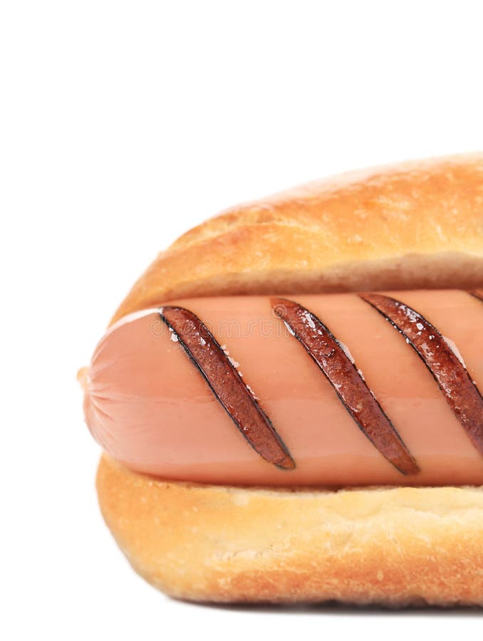 Hotdog com rolo de salsicha grelhado. fotografia de stock