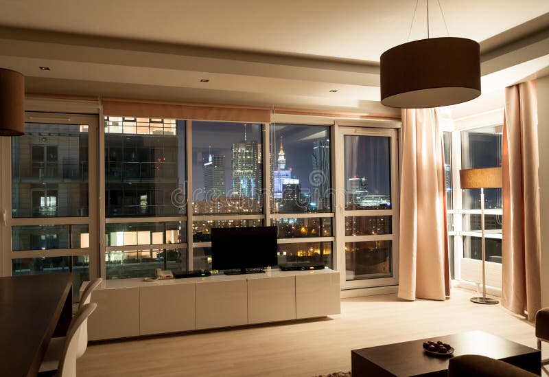 Hotel Apartment Room Night View Stock Photo Image of comfortable