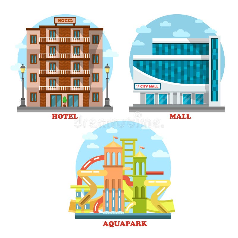 Hotel and aqua or water park, mall, supermarket