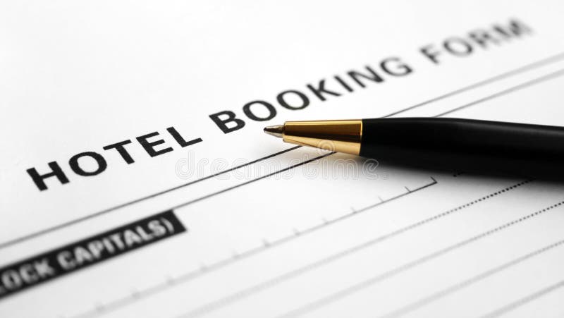 Hotel booking form stock photography