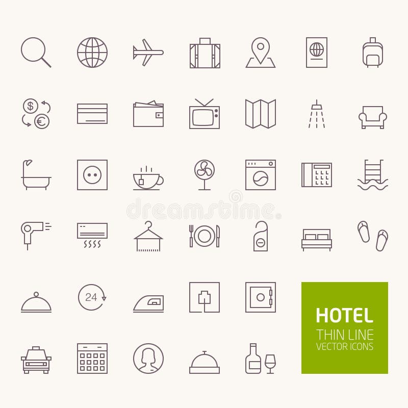 Hotel Booking Outline Icons