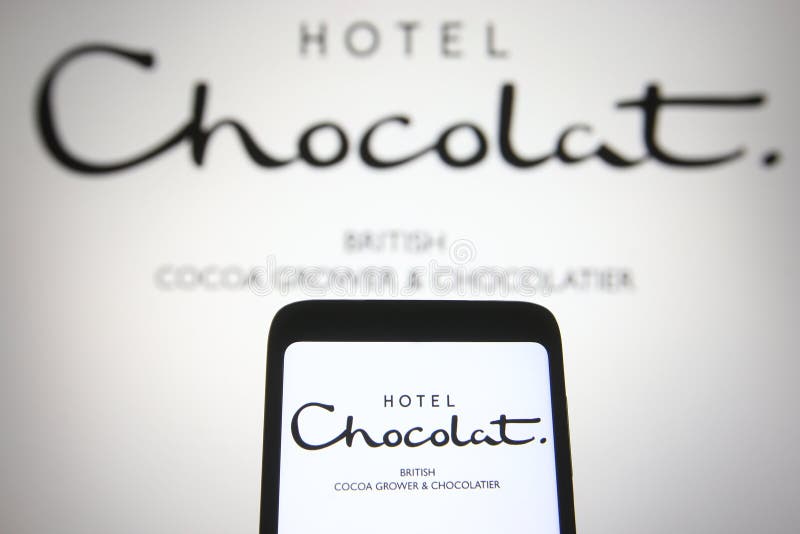 Hotel Chocolat Shop Sign on the High Street in the Town of St Pierre