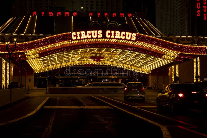 Las Vegas,NV , USA September 7 2016: Hotel circus circus,entrance  night lighting