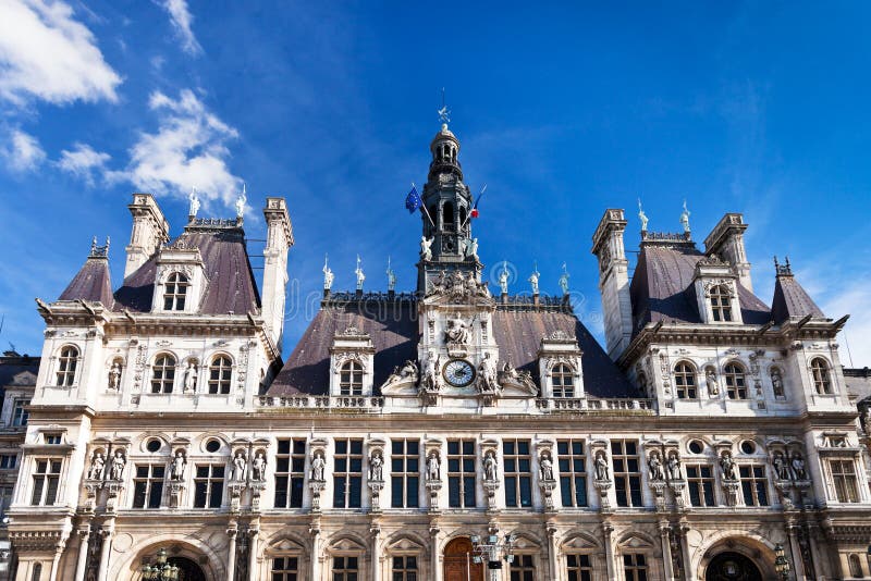 Hotel De Ville (City Hall) in Paris Stock Photo - Image of cityscape ...