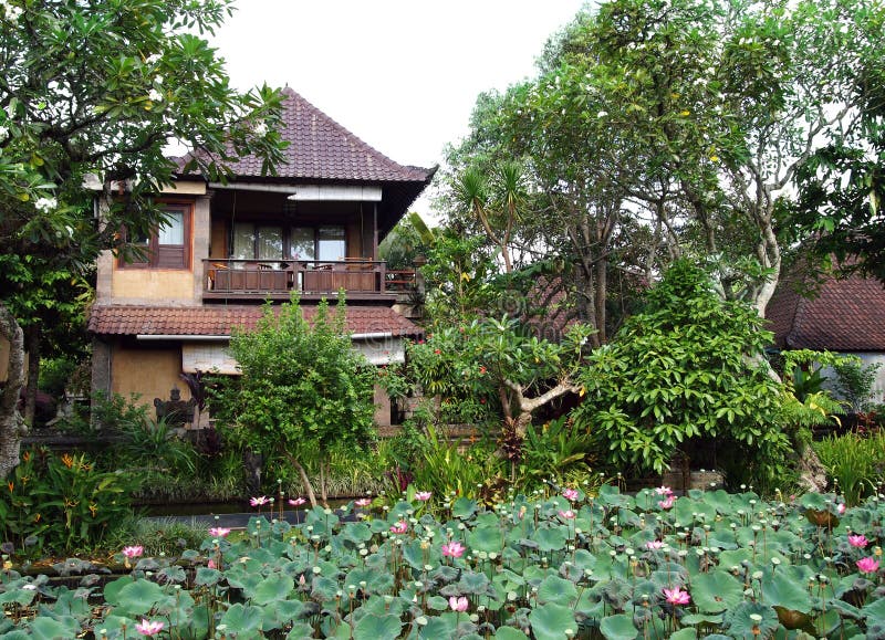 Hotel di Balinese con il giardino dello stagno di loto
