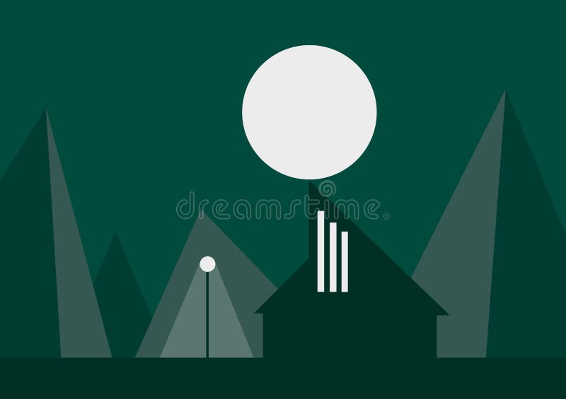 Hotel di montagna con la luna e la spia