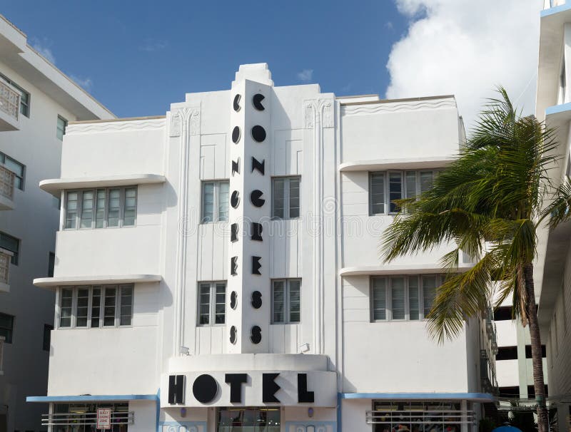 Hotel do congresso no art deco de Miami Beach imagens de stock royalty free Hotel do congresso no art deco de Miami Beach imagens de stock royalty free