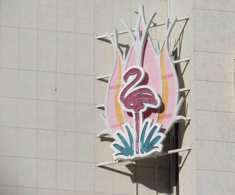 One of the many pink flamingos that light up at night around the hotel and resort at The Pink Flamingo located on the Strip of Las Vegas. One of the many pink flamingos that light up at night around the hotel and resort at The Pink Flamingo located on the Strip of Las Vegas.