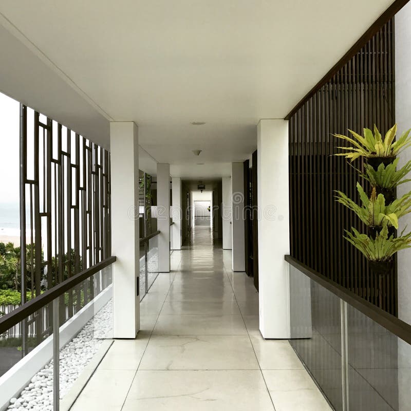 Hotel Hallway Sea View Stock Image Image Of Contemporary