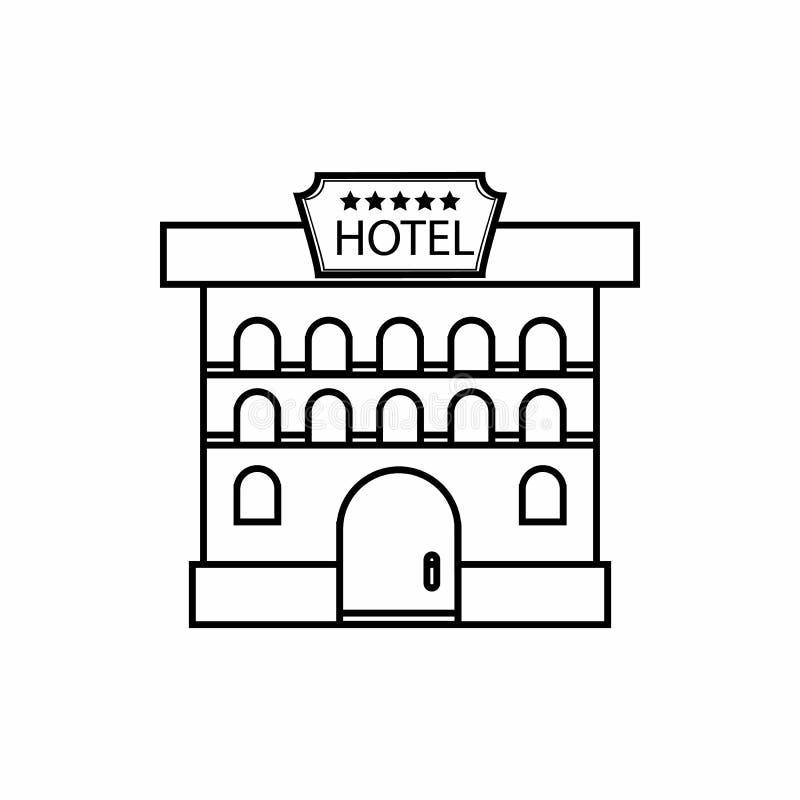 Hotel icon, outline style stock vector. Illustration of service - 82483992