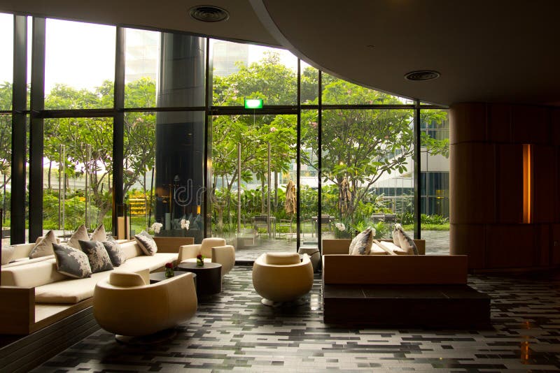 Reception Area At Tropical Resort Stock Image Image of blue, trees 63592463