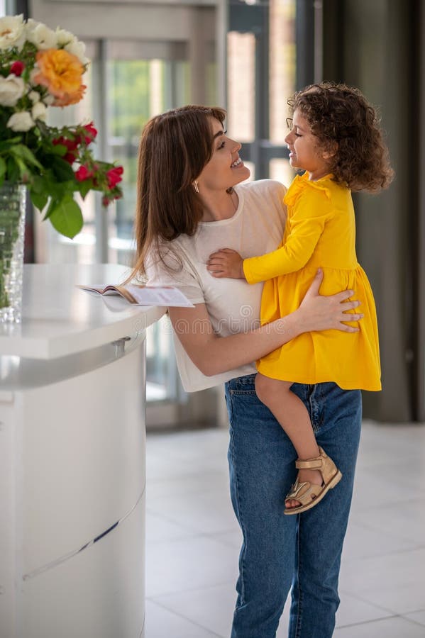 Mom and Daughter at the Reception in the Hotel Stock Image Image of