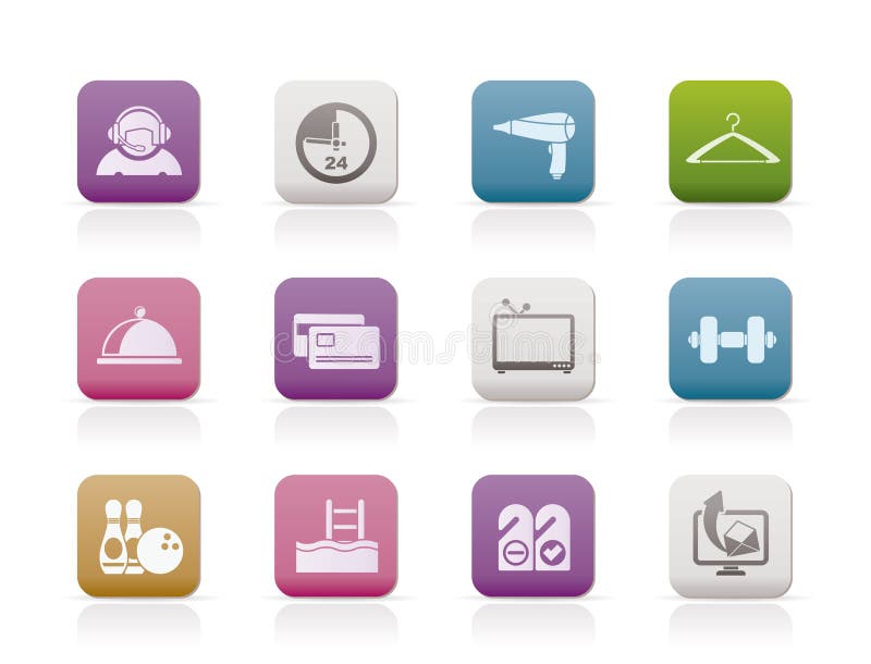 Hotel and motel amenity icons-