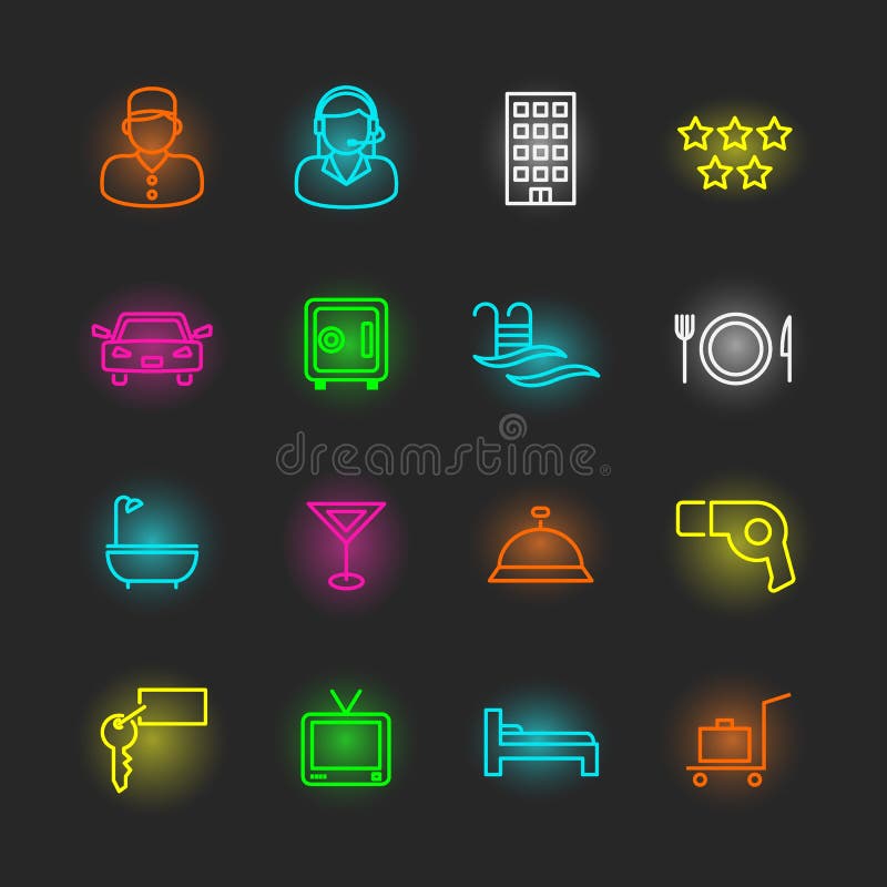 Hotel And Resort Service Icons Stock Vector - Illustration of room ...