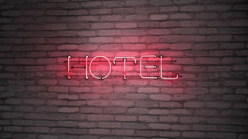 Hotel Neon Sign On Brick Wall Stock Vector Illustration Of Neon 