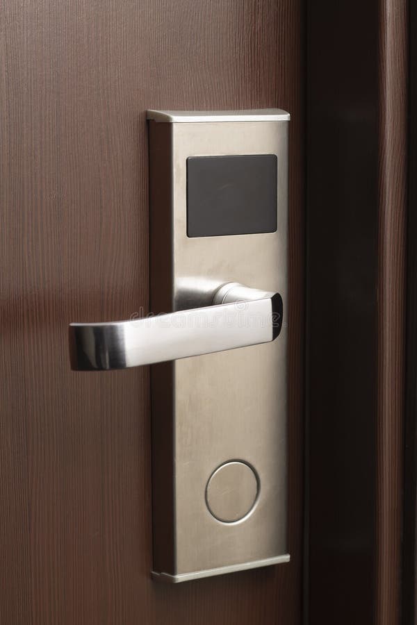 Hotel Room Electronic Lock with Key Card Stock Image Image of open