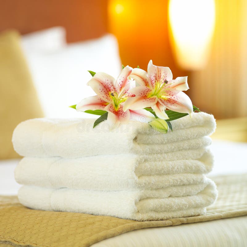 Hotel towels stock image. Image of washing, linen, resort 1135777