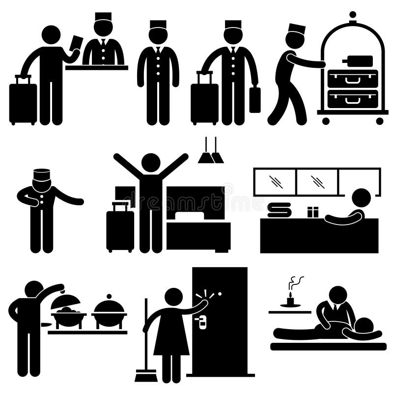 Hotel Workers and Services Pictogram
