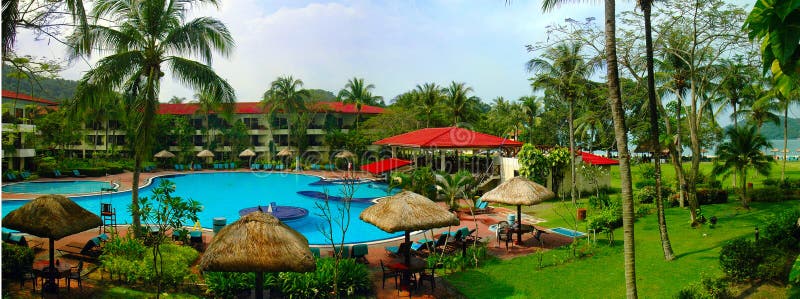 hotellpanoramapoolside royaltyfria foton hotellpanoramapoolside royaltyfria foton