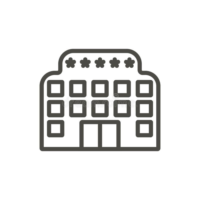 Hotellsymbolsvektor Linje isolerat loppsymbol Moderiktig plan outl stock illustrationer Hotellsymbolsvektor Linje isolerat loppsymbol Moderiktig plan outl stock illustrationer