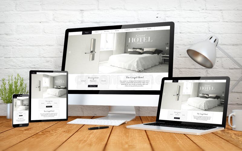 hotelowej strony internetowej projekta ekranu wyczuleni multidevices zdjęcie royalty free hotelowej strony internetowej projekta ekranu wyczuleni multidevices zdjęcie royalty free