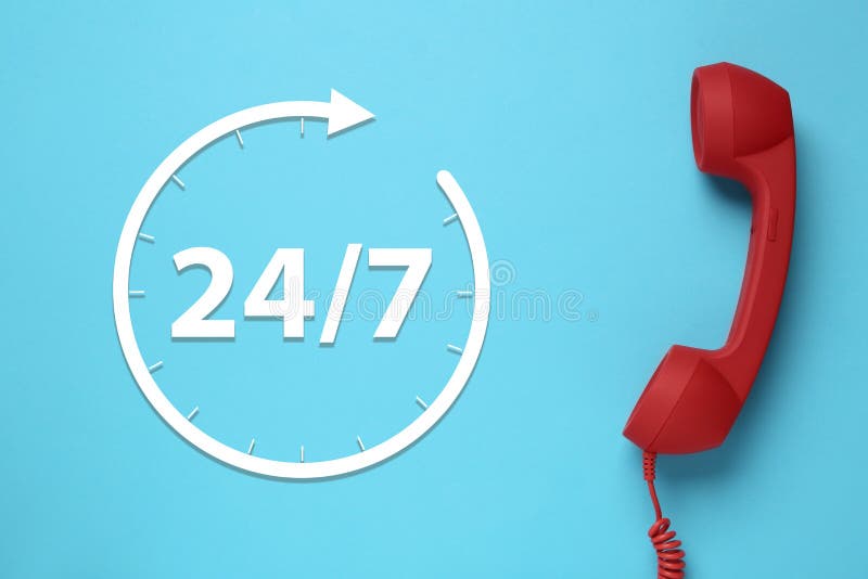 Hotline Service. Man Pointing at Virtual Icon with Telephone Symbol
