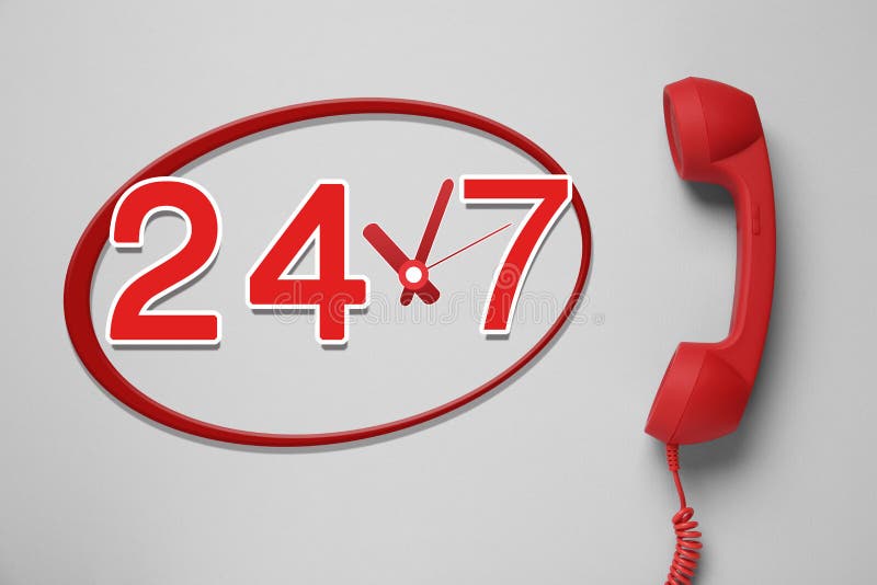 Hotline Service. Man Pointing at Virtual Icon with Telephone Symbol