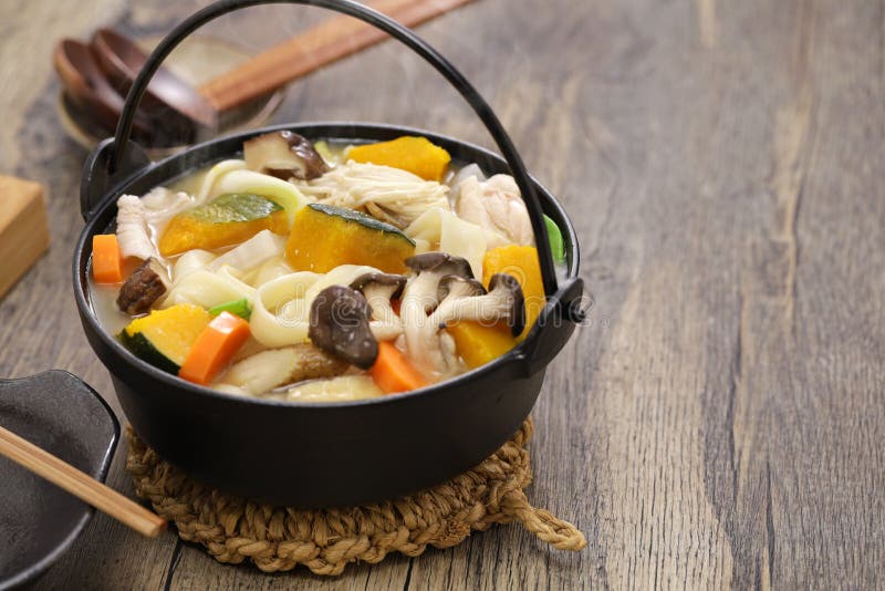 Hoto, Japanese Udon Noodles Hot Pot with Squash and Vegetables. Stock Image  - Image of mushroom, stew: 230912069