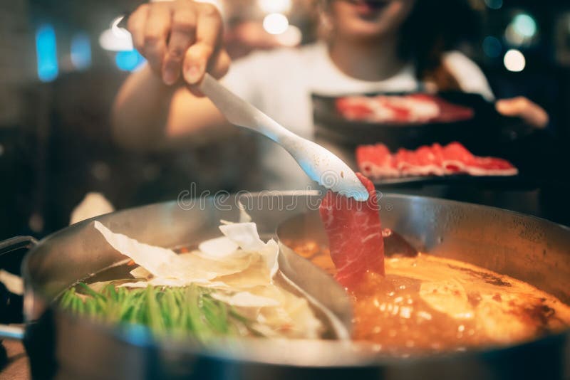 Hotpot, Spicy Chinese Hot Pot with Beef Stock Image Image of sauce