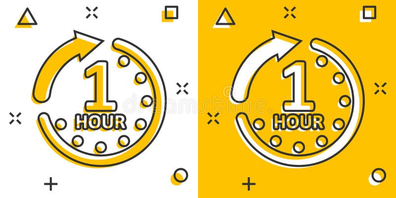 1 Hour Clock Icon in Comic Style. Timer Countdown Cartoon Vector  Illustration on Isolated Background Stock Vector - Illustration of help,  quick: 247326215